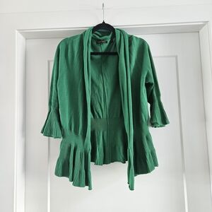 JEANNE PIERRE Vibrant Green Knit Cardigan 100% Cotton - Medium